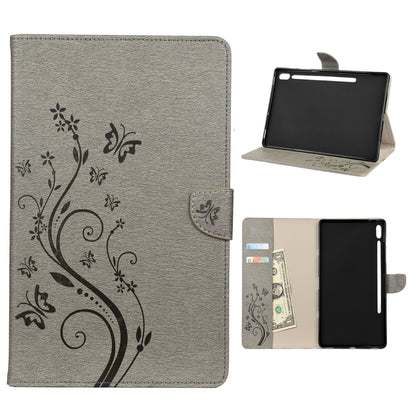 Imprint Butterfly Flower Wallet Leather Flip Shell for Samsung Galaxy Tab S6 T860 T865