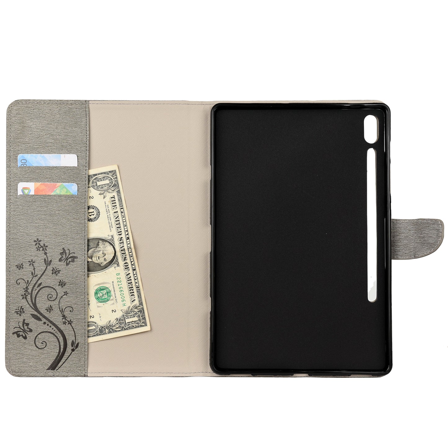 Imprint Butterfly Flower Wallet Leather Flip Shell for Samsung Galaxy Tab S6 T860 T865