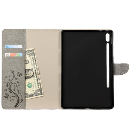 Imprint Butterfly Flower Wallet Leather Flip Shell for Samsung Galaxy Tab S6 T860 T865