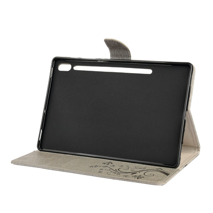 Imprint Butterfly Flower Wallet Leather Flip Shell for Samsung Galaxy Tab S6 T860 T865