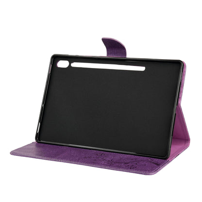 Imprint Butterfly Flower Wallet Leather Flip Shell for Samsung Galaxy Tab S6 T860 T865