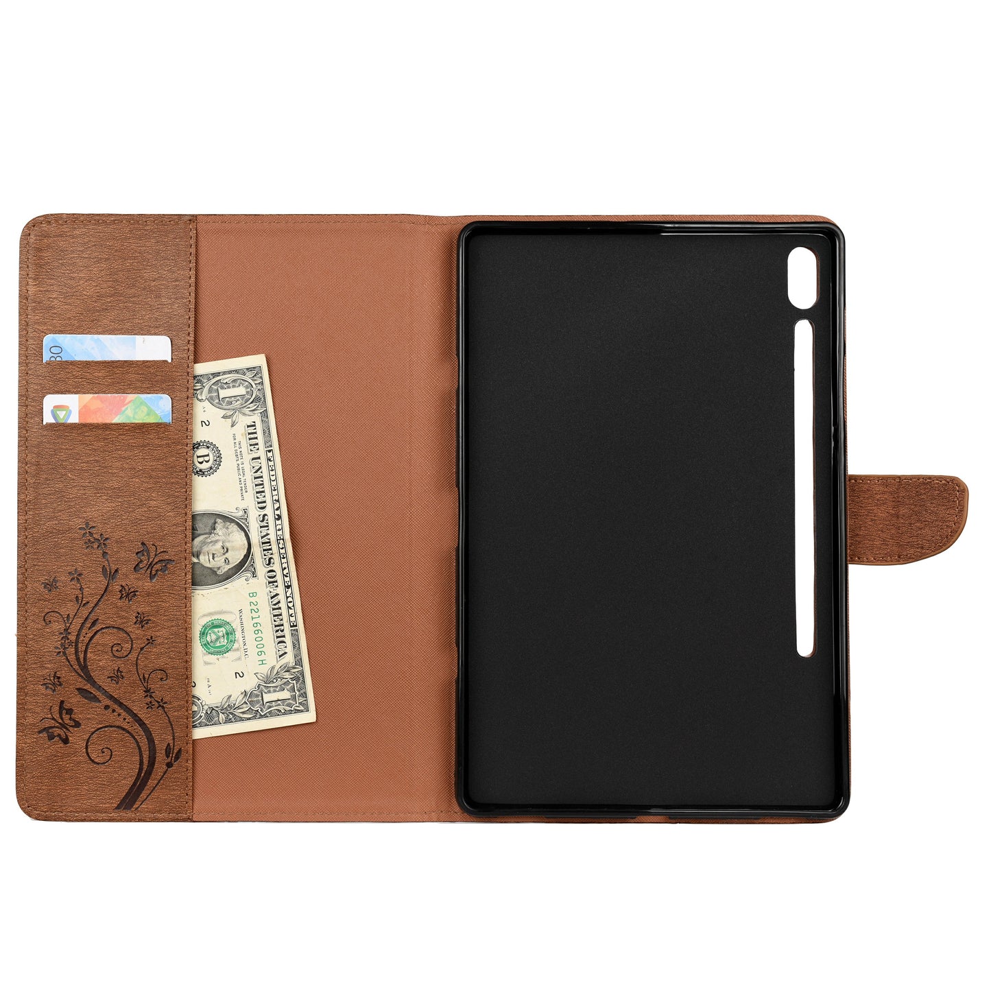 Imprint Butterfly Flower Wallet Leather Flip Shell for Samsung Galaxy Tab S6 T860 T865