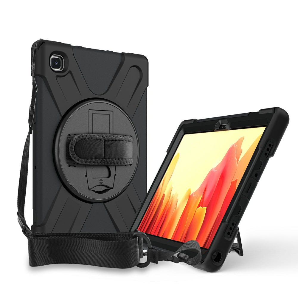 [Built-in Hand Holder Strap] 360Â° Swivel PC + Silicone Combo Kickstand Shell with Shoulder Strap for Samsung Galaxy Tab A7 10.4 (2020)