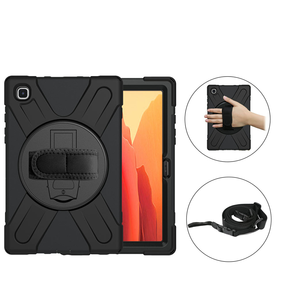 [Built-in Hand Holder Strap] 360Â° Swivel PC + Silicone Combo Kickstand Shell with Shoulder Strap for Samsung Galaxy Tab A7 10.4 (2020)