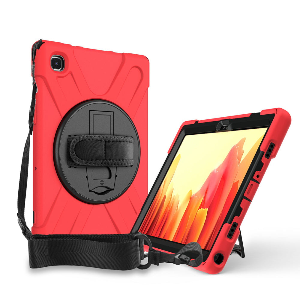 [Built-in Hand Holder Strap] 360Â° Swivel PC + Silicone Combo Kickstand Shell with Shoulder Strap for Samsung Galaxy Tab A7 10.4 (2020)