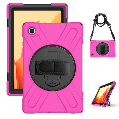 [Built-in Hand Holder Strap] 360° Swivel PC + Silicone Combo Kickstand Shell with Shoulder Strap for Samsung Galaxy Tab A7 10.4 (2020)