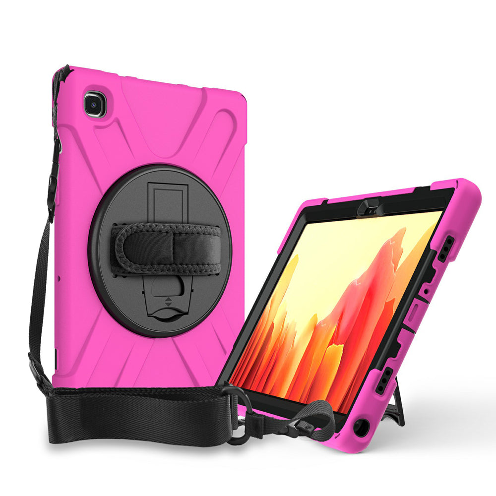 [Built-in Hand Holder Strap] 360Â° Swivel PC + Silicone Combo Kickstand Shell with Shoulder Strap for Samsung Galaxy Tab A7 10.4 (2020)