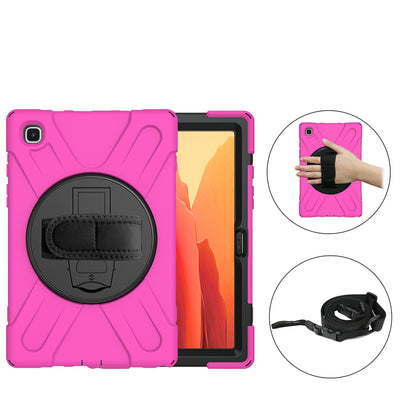[Built-in Hand Holder Strap] 360Â° Swivel PC + Silicone Combo Kickstand Shell with Shoulder Strap for Samsung Galaxy Tab A7 10.4 (2020)