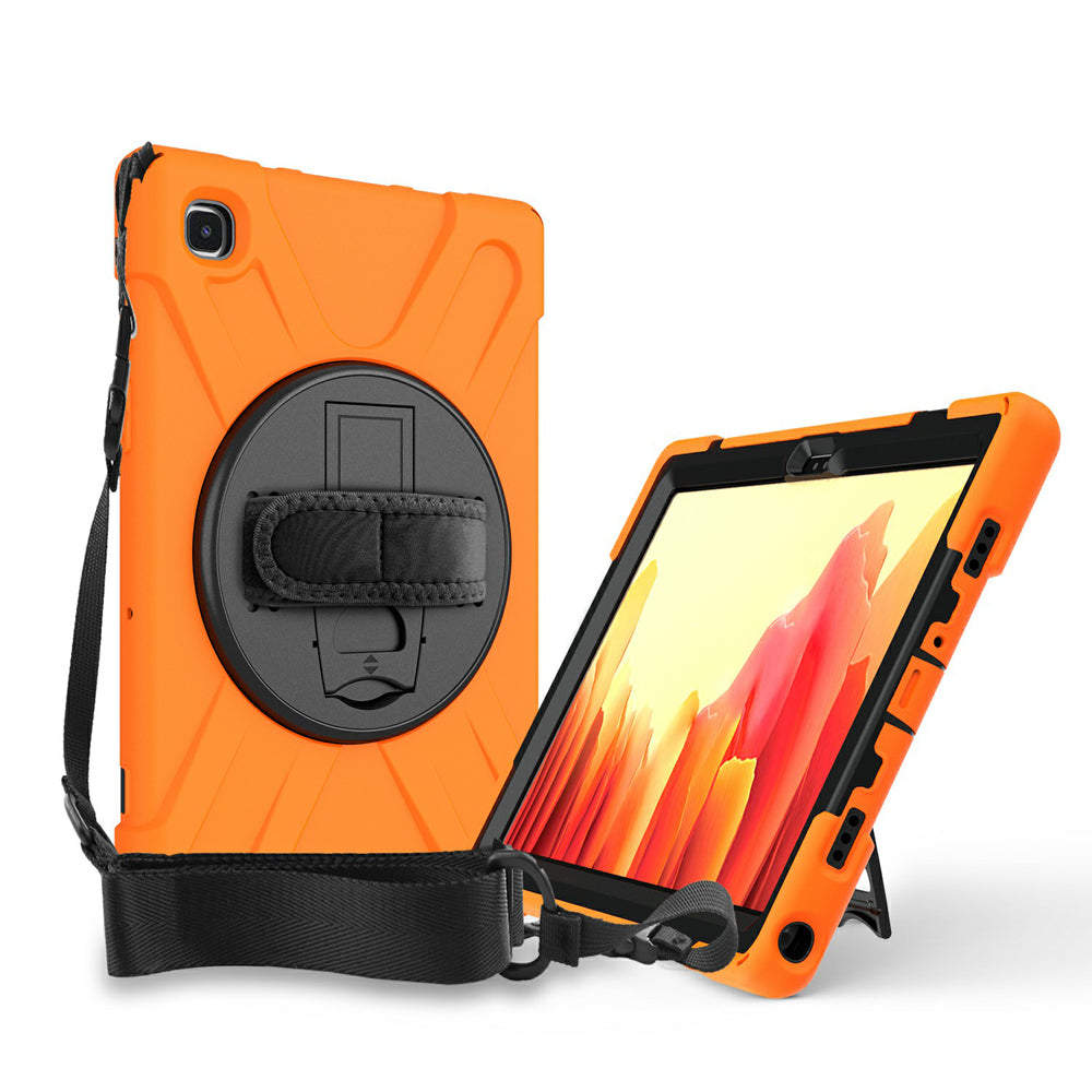 [Built-in Hand Holder Strap] 360Â° Swivel PC + Silicone Combo Kickstand Shell with Shoulder Strap for Samsung Galaxy Tab A7 10.4 (2020)