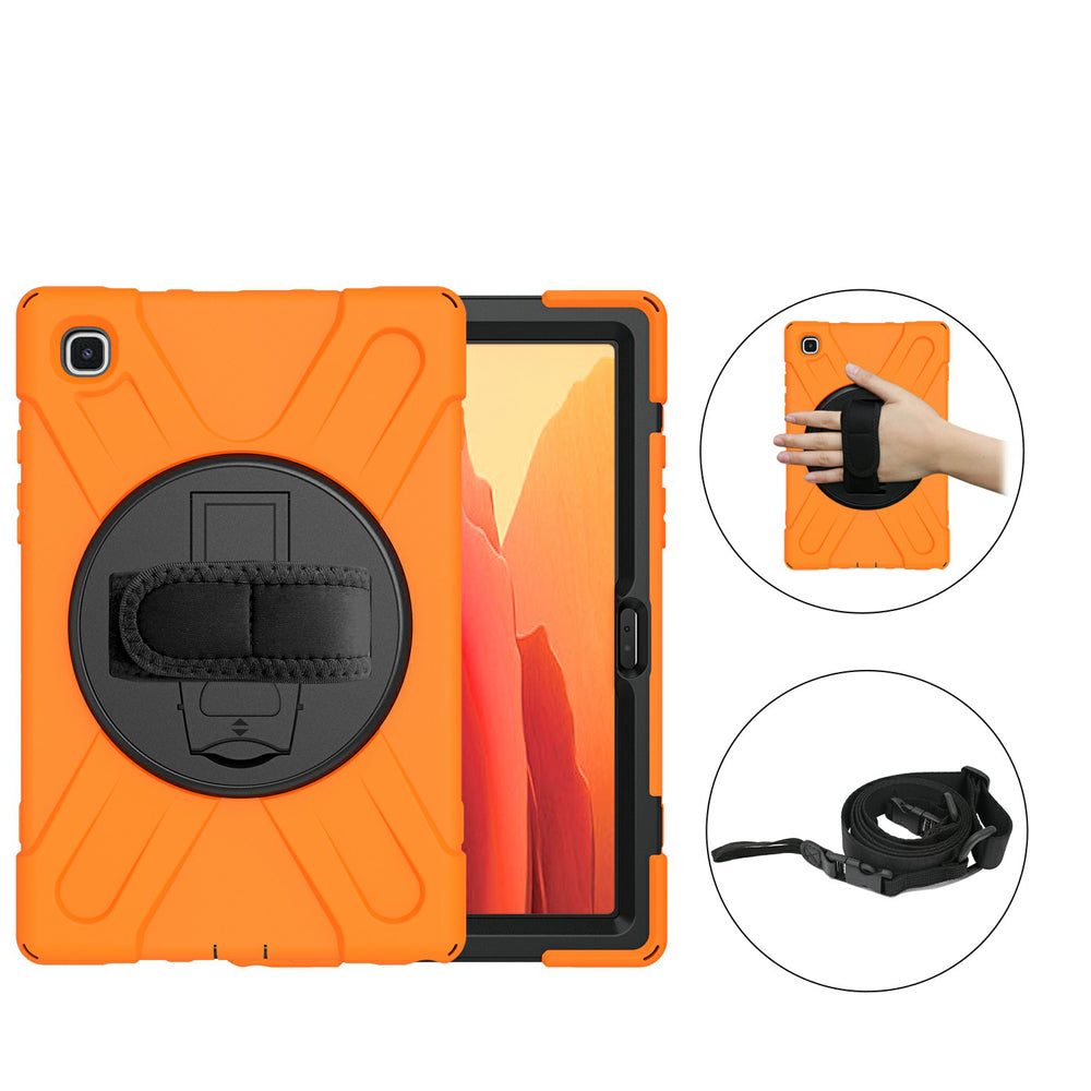 [Built-in Hand Holder Strap] 360Â° Swivel PC + Silicone Combo Kickstand Shell with Shoulder Strap for Samsung Galaxy Tab A7 10.4 (2020)