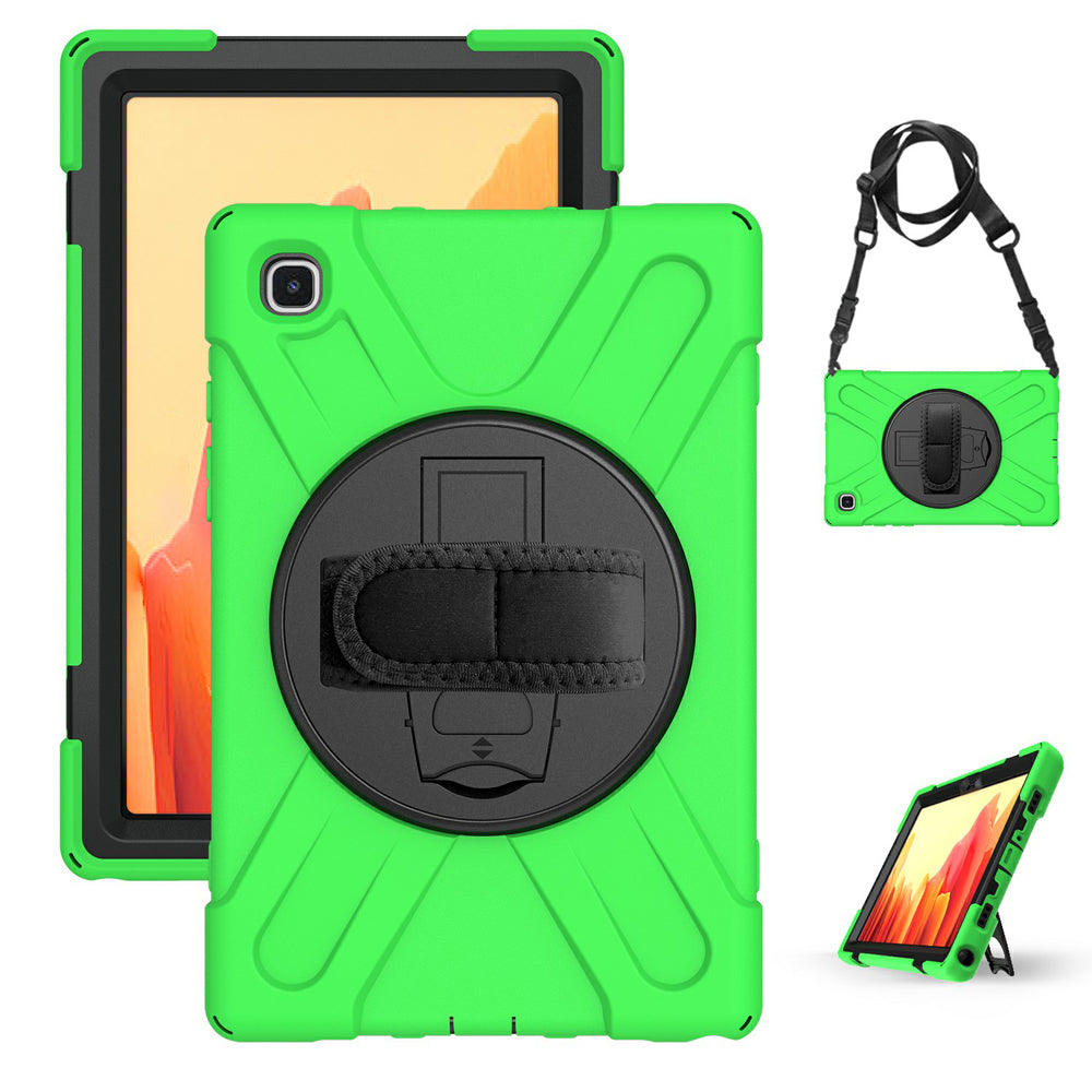[Built-in Hand Holder Strap] 360° Swivel PC + Silicone Combo Kickstand Shell with Shoulder Strap for Samsung Galaxy Tab A7 10.4 (2020)