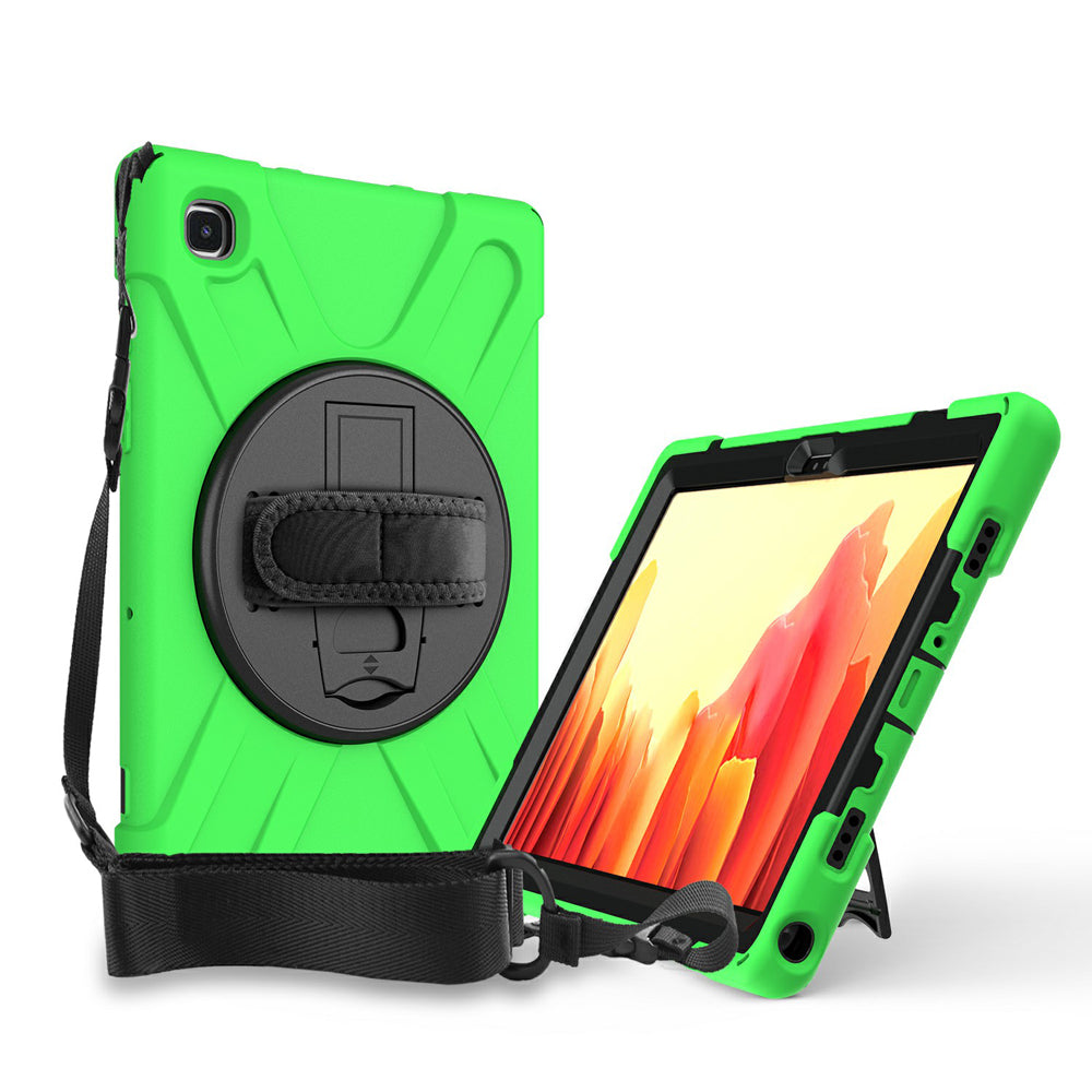 [Built-in Hand Holder Strap] 360Â° Swivel PC + Silicone Combo Kickstand Shell with Shoulder Strap for Samsung Galaxy Tab A7 10.4 (2020)