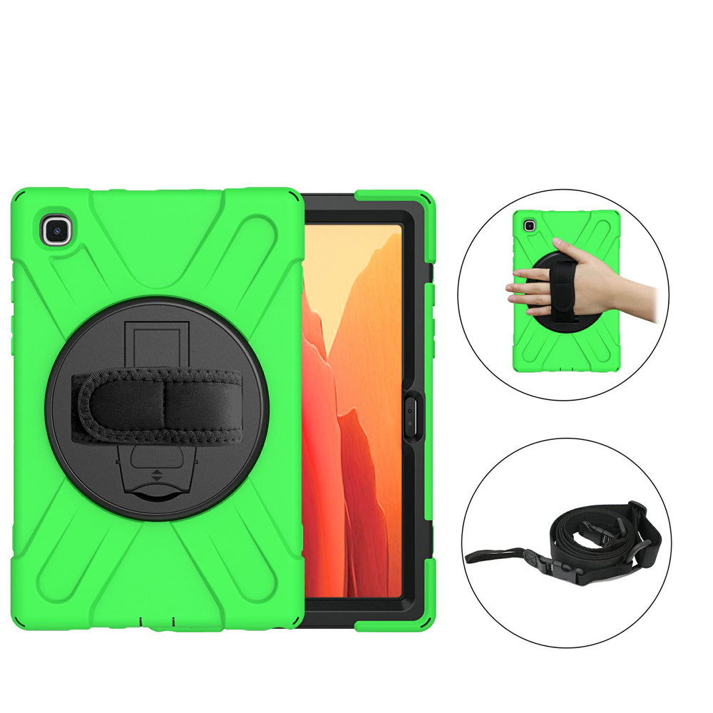 [Built-in Hand Holder Strap] 360Â° Swivel PC + Silicone Combo Kickstand Shell with Shoulder Strap for Samsung Galaxy Tab A7 10.4 (2020)