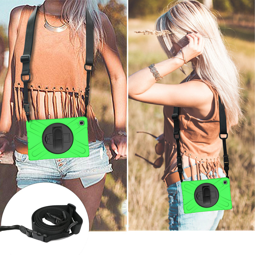 [Built-in Hand Holder Strap] 360Â° Swivel PC + Silicone Combo Kickstand Shell with Shoulder Strap for Samsung Galaxy Tab A7 10.4 (2020)