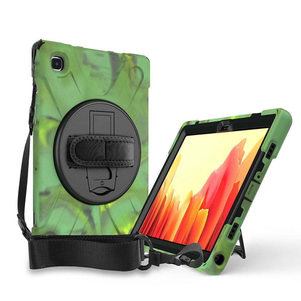 [Built-in Hand Holder Strap] 360Â° Swivel PC + Silicone Combo Kickstand Shell with Shoulder Strap for Samsung Galaxy Tab A7 10.4 (2020)
