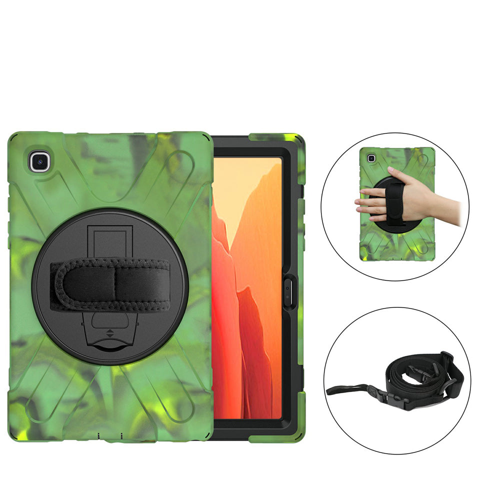 [Built-in Hand Holder Strap] 360Â° Swivel PC + Silicone Combo Kickstand Shell with Shoulder Strap for Samsung Galaxy Tab A7 10.4 (2020)