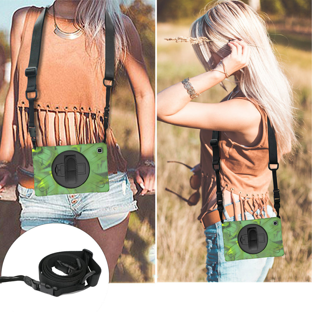 [Built-in Hand Holder Strap] 360Â° Swivel PC + Silicone Combo Kickstand Shell with Shoulder Strap for Samsung Galaxy Tab A7 10.4 (2020)