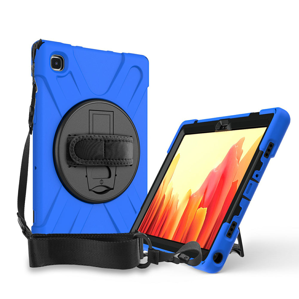 [Built-in Hand Holder Strap] 360Â° Swivel PC + Silicone Combo Kickstand Shell with Shoulder Strap for Samsung Galaxy Tab A7 10.4 (2020)