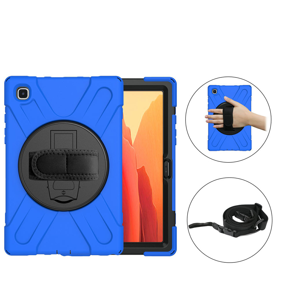 [Built-in Hand Holder Strap] 360Â° Swivel PC + Silicone Combo Kickstand Shell with Shoulder Strap for Samsung Galaxy Tab A7 10.4 (2020)
