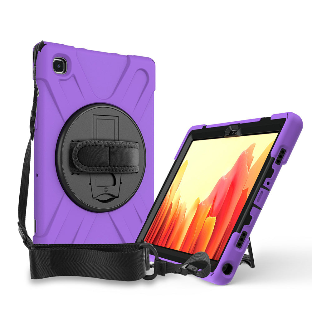 [Built-in Hand Holder Strap] 360Â° Swivel PC + Silicone Combo Kickstand Shell with Shoulder Strap for Samsung Galaxy Tab A7 10.4 (2020)