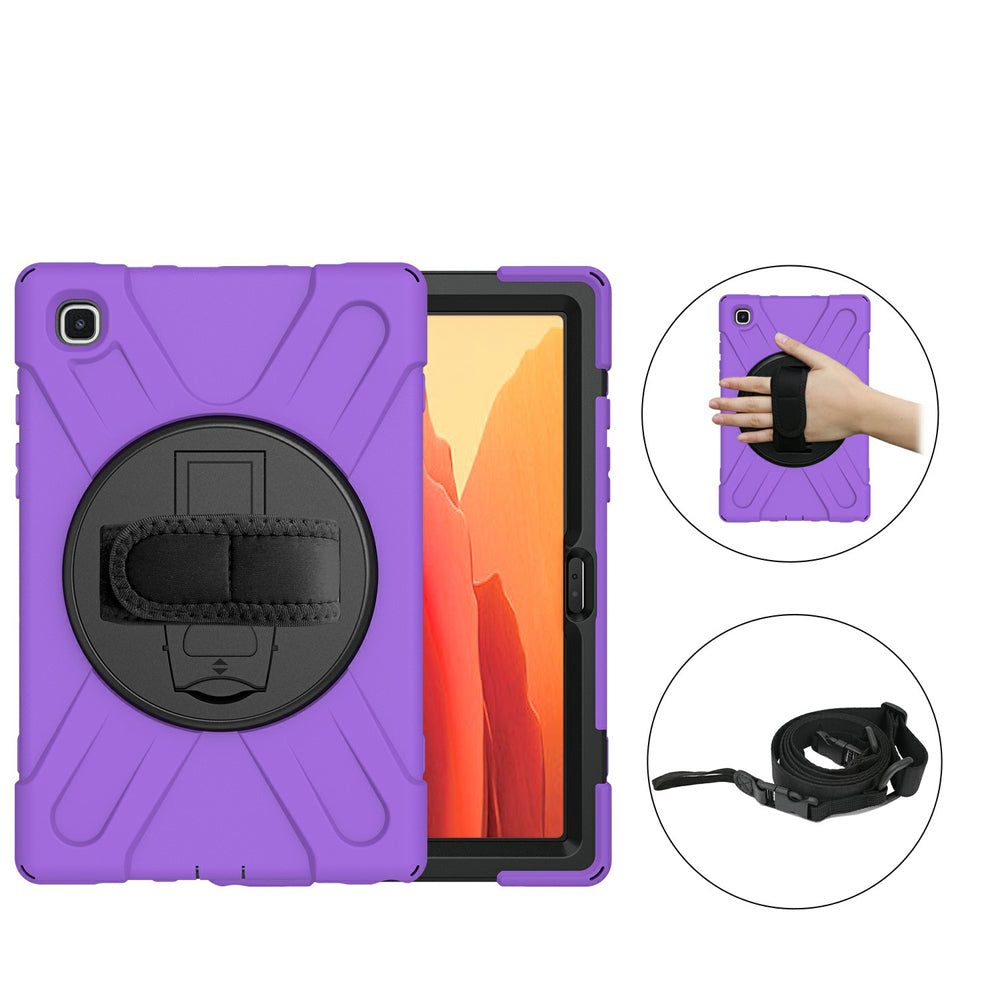 [Built-in Hand Holder Strap] 360Â° Swivel PC + Silicone Combo Kickstand Shell with Shoulder Strap for Samsung Galaxy Tab A7 10.4 (2020)