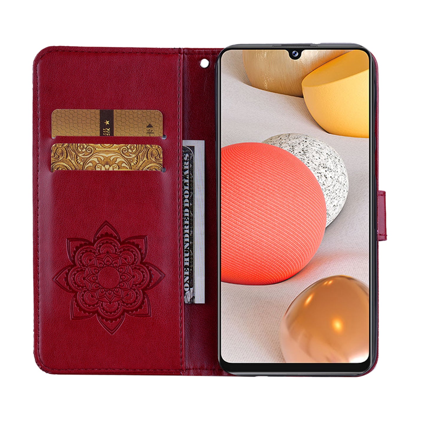 Rhinestone Decoration Imprint Owl Leather Shell Wallet Stand Phone Cover for Samsung Galaxy A42 5G