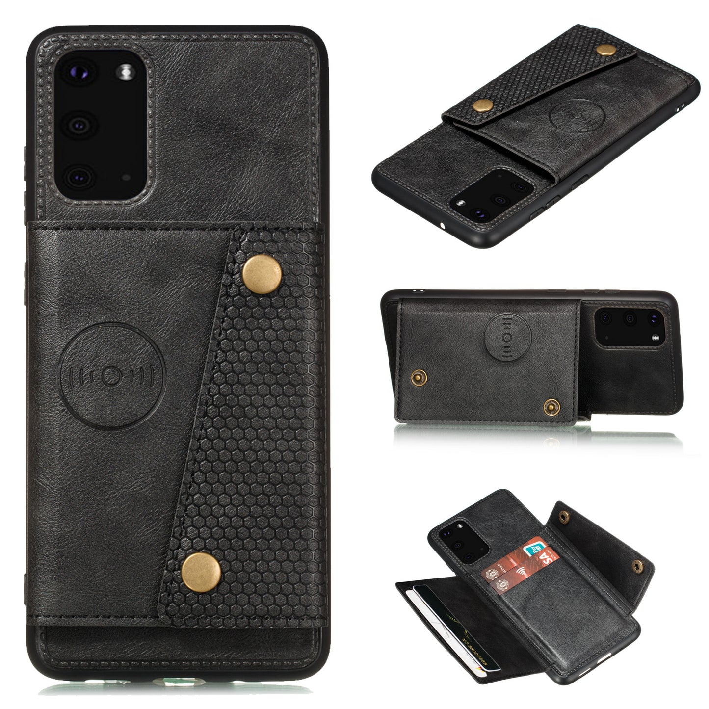 Card Holder PU Leather Coated TPU Case Shell [Built-in Magnetic Sheet] for Samsung Galaxy S20 FE 4G/5G/2022/S20 Lite