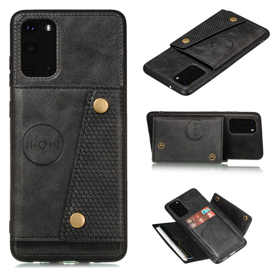 Card Holder PU Leather Coated TPU Case Shell [Built-in Magnetic Sheet] for Samsung Galaxy S20 FE 4G/5G/2022/S20 Lite