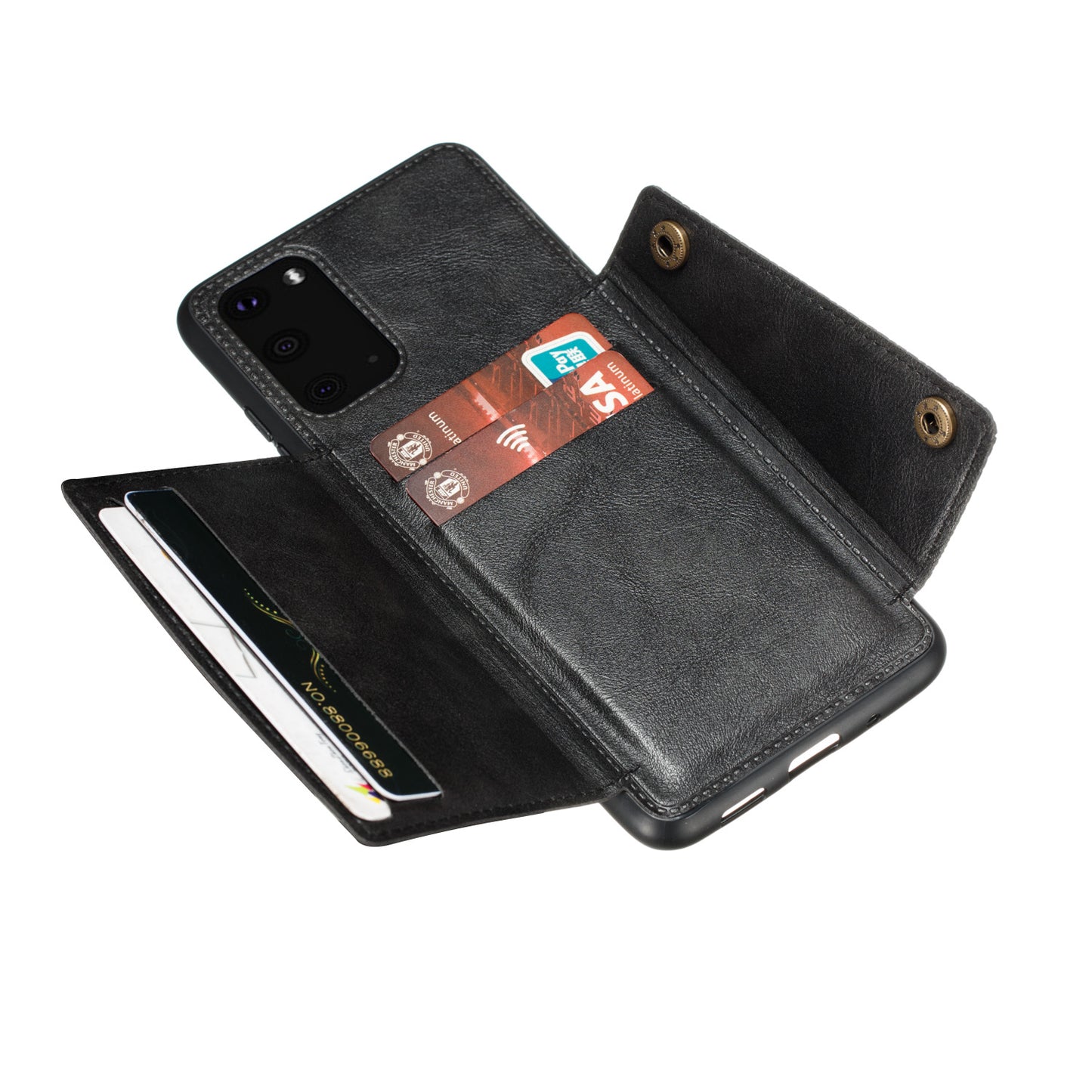 Card Holder PU Leather Coated TPU Case Shell [Built-in Magnetic Sheet] for Samsung Galaxy S20 FE 4G/5G/2022/S20 Lite