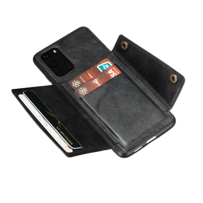 Card Holder PU Leather Coated TPU Case Shell [Built-in Magnetic Sheet] for Samsung Galaxy S20 FE 4G/5G/2022/S20 Lite