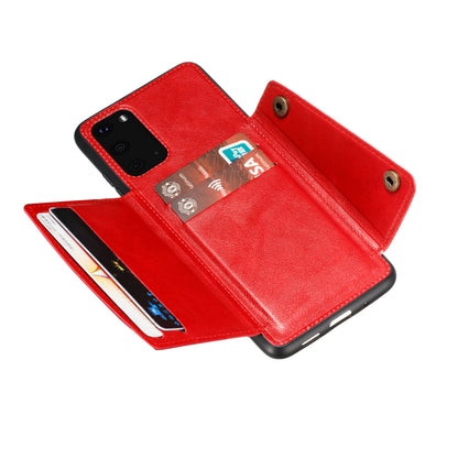 Card Holder PU Leather Coated TPU Case Shell [Built-in Magnetic Sheet] for Samsung Galaxy S20 FE 4G/5G/2022/S20 Lite