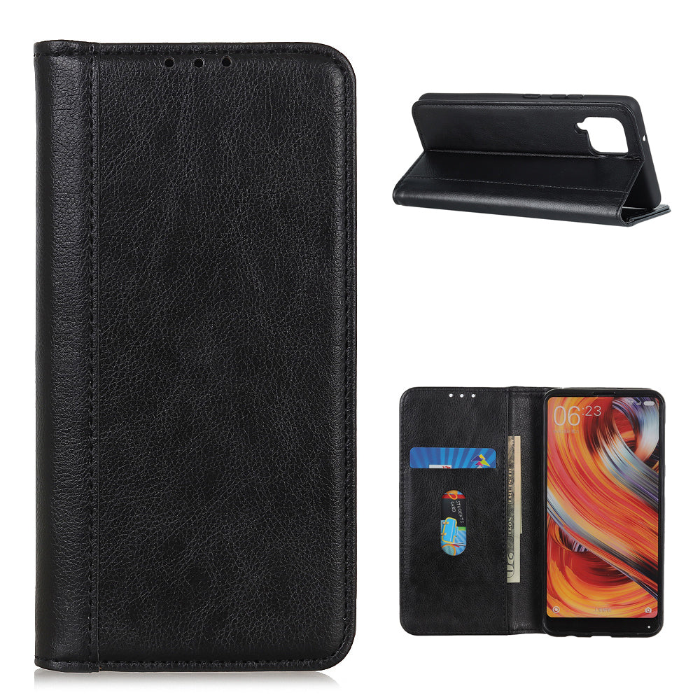Retro Style Split Leather Case with Wallet + Stand for Samsung Galaxy A12
