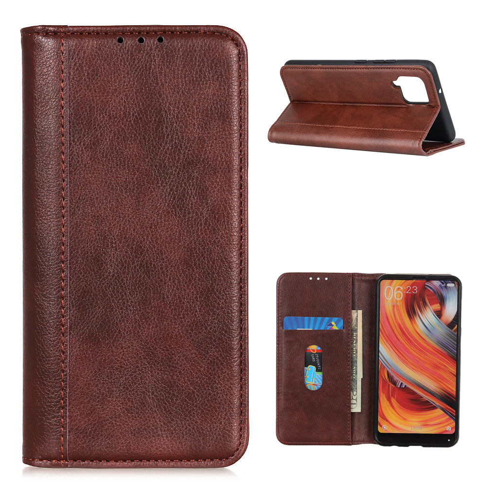 Retro Style Split Leather Case with Wallet + Stand for Samsung Galaxy A12
