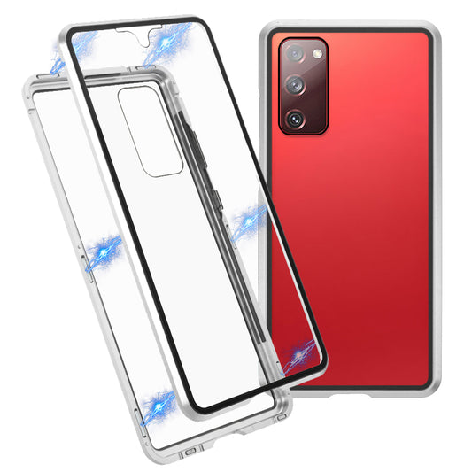 For Samsung Galaxy S20 FE 4G/5G/S20 Lite/S20 FE 2022 Double-sided Tempered Glass + Magnetic Metal Frame Phone Case