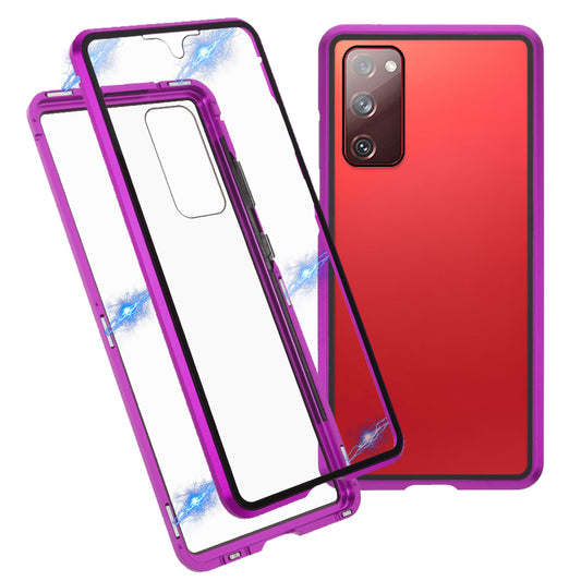For Samsung Galaxy S20 FE 4G/5G/S20 Lite/S20 FE 2022 Double-sided Tempered Glass + Magnetic Metal Frame Phone Case