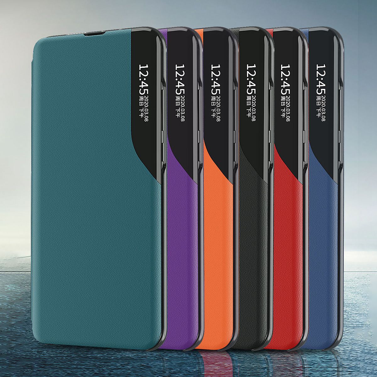 Multi-Color View Window Leather Phone Flip Stand Case Auto-Absorbed Cover for Samsung Galaxy A32 5G / M32 5G