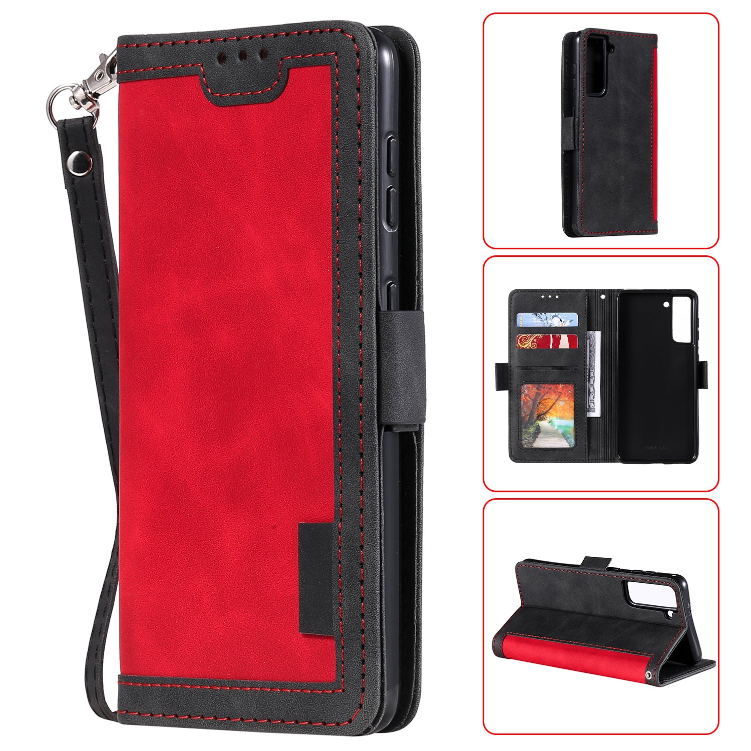 Retro Style Splicing Leather Cover for Samsung Galaxy S21 4G/5G Wallet Case