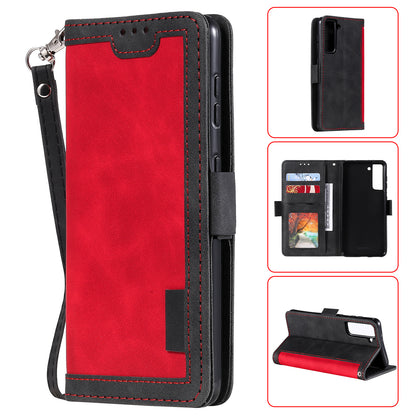 Retro Style Splicing Leather Cover for Samsung Galaxy S21 4G/5G Wallet Case