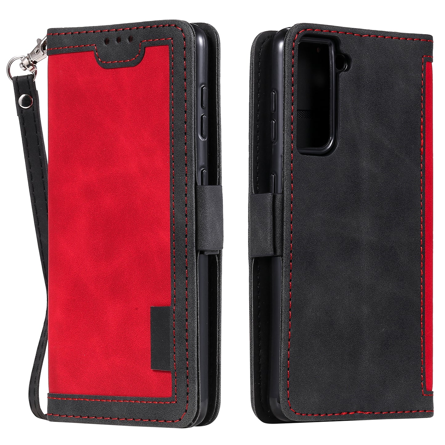 Retro Style Splicing Leather Cover for Samsung Galaxy S21 4G/5G Wallet Case
