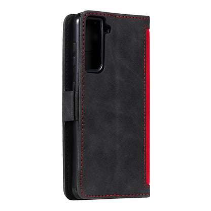 Retro Style Splicing Leather Cover for Samsung Galaxy S21 4G/5G Wallet Case
