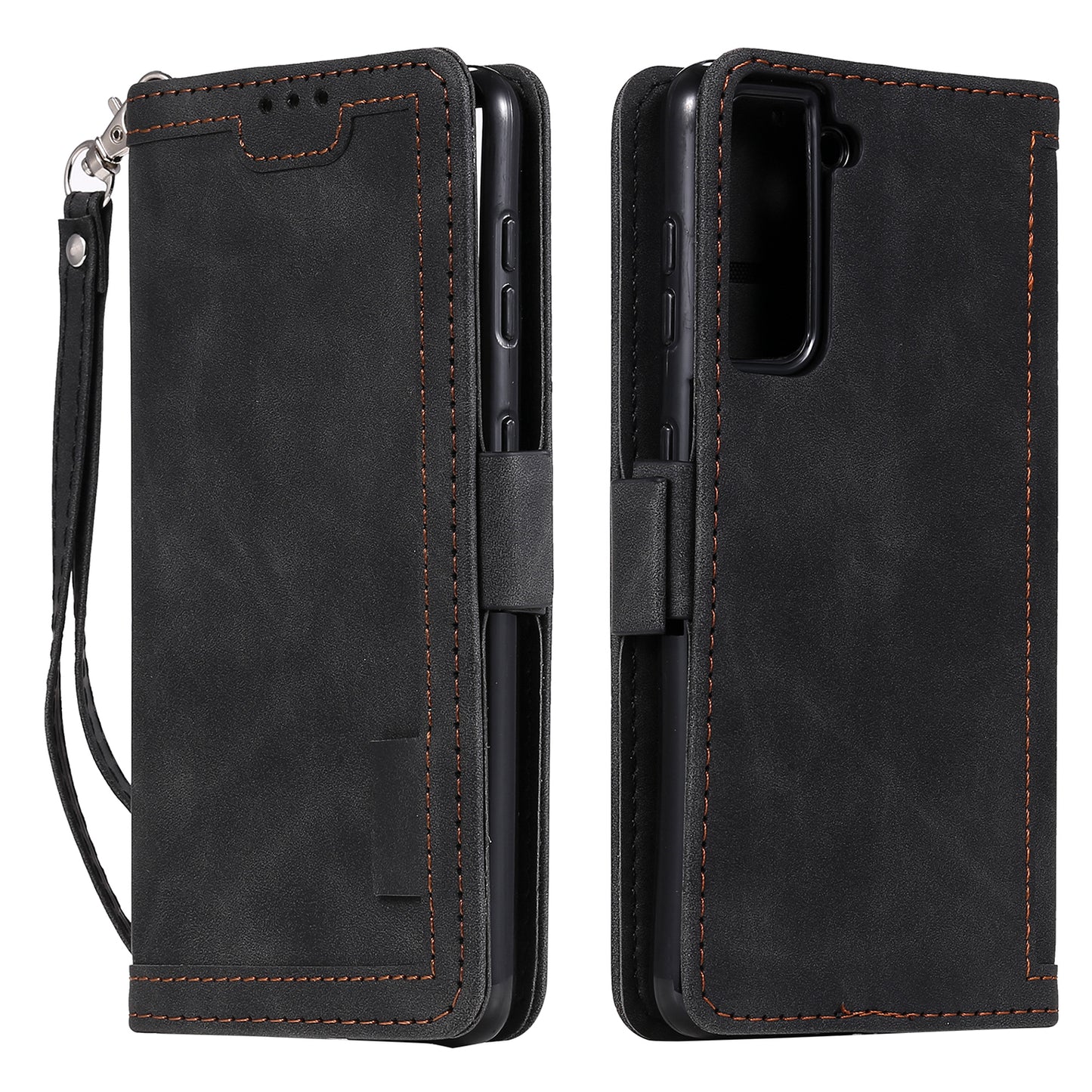 Retro Style Splicing Leather Cover for Samsung Galaxy S21 4G/5G Wallet Case