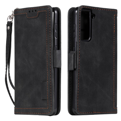 Retro Style Splicing Leather Cover for Samsung Galaxy S21 4G/5G Wallet Case