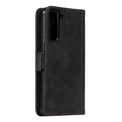 Retro Style Splicing Leather Cover for Samsung Galaxy S21 4G/5G Wallet Case