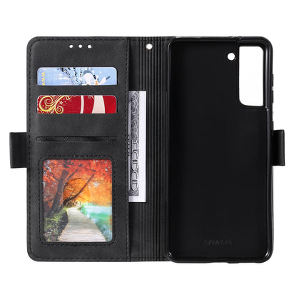 Retro Style Splicing Leather Cover for Samsung Galaxy S21 4G/5G Wallet Case