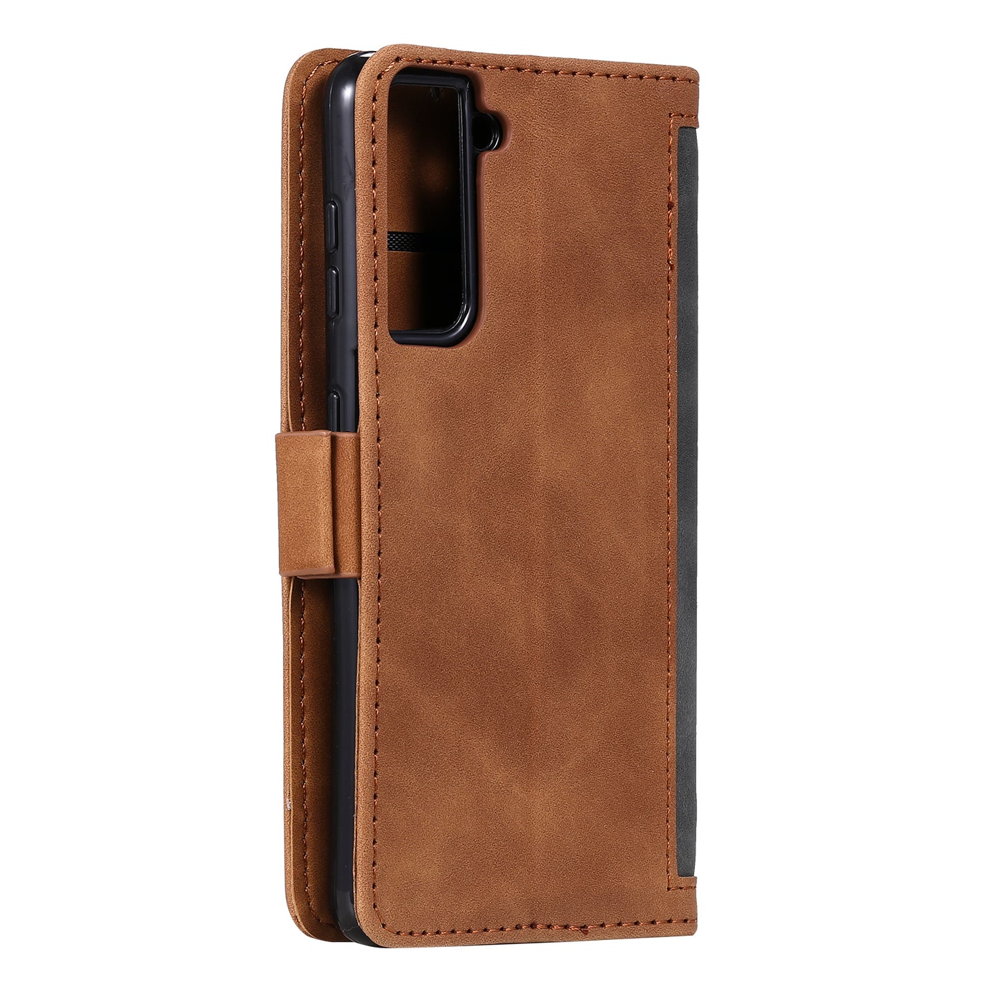 Retro Style Splicing Leather Cover for Samsung Galaxy S21 4G/5G Wallet Case
