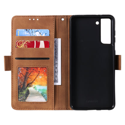 Retro Style Splicing Leather Cover for Samsung Galaxy S21 4G/5G Wallet Case