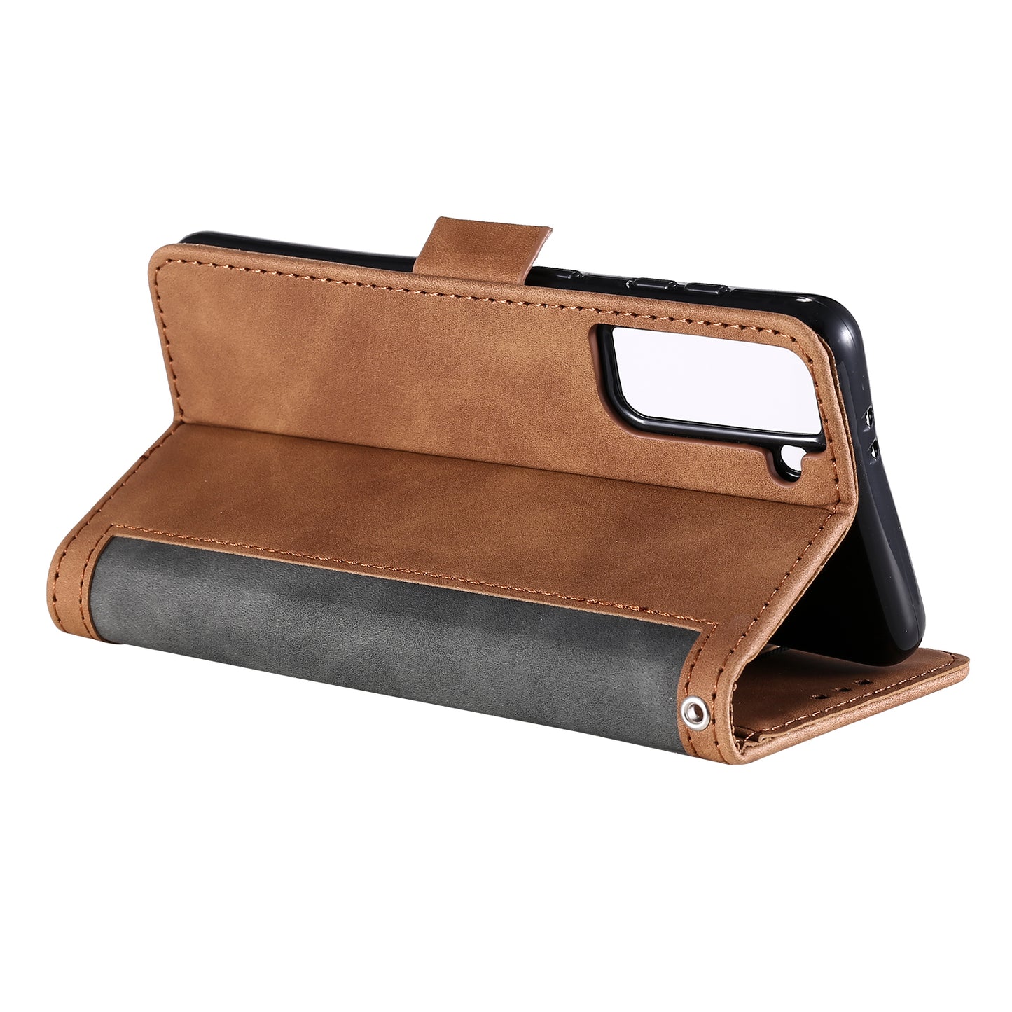 Retro Style Splicing Leather Cover for Samsung Galaxy S21 4G/5G Wallet Case