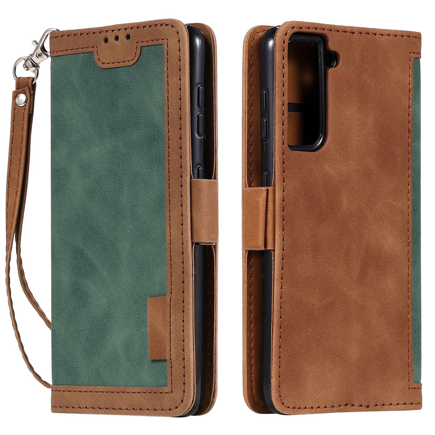 Retro Style Splicing Leather Cover for Samsung Galaxy S21 4G/5G Wallet Case