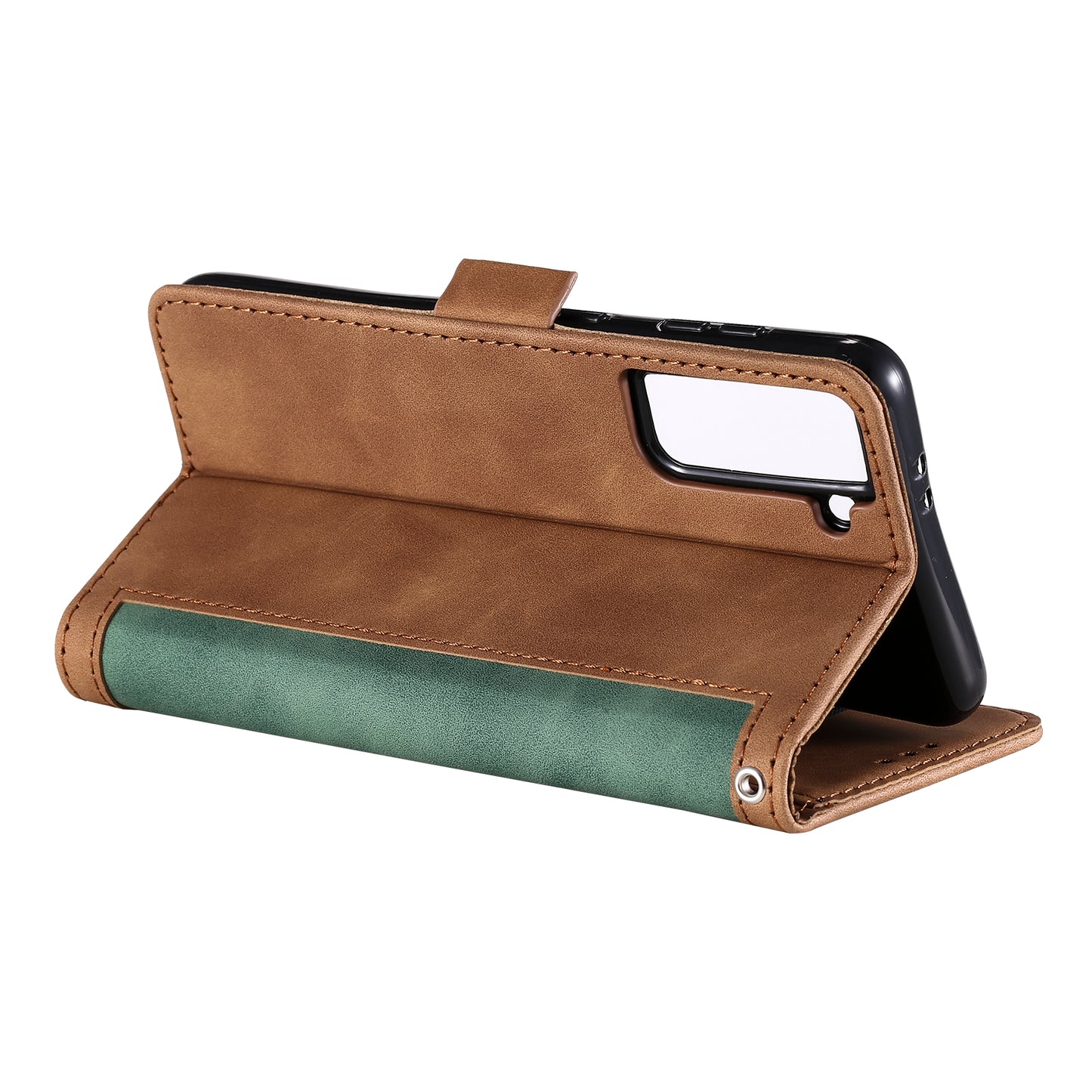 Retro Style Splicing Leather Cover for Samsung Galaxy S21 4G/5G Wallet Case