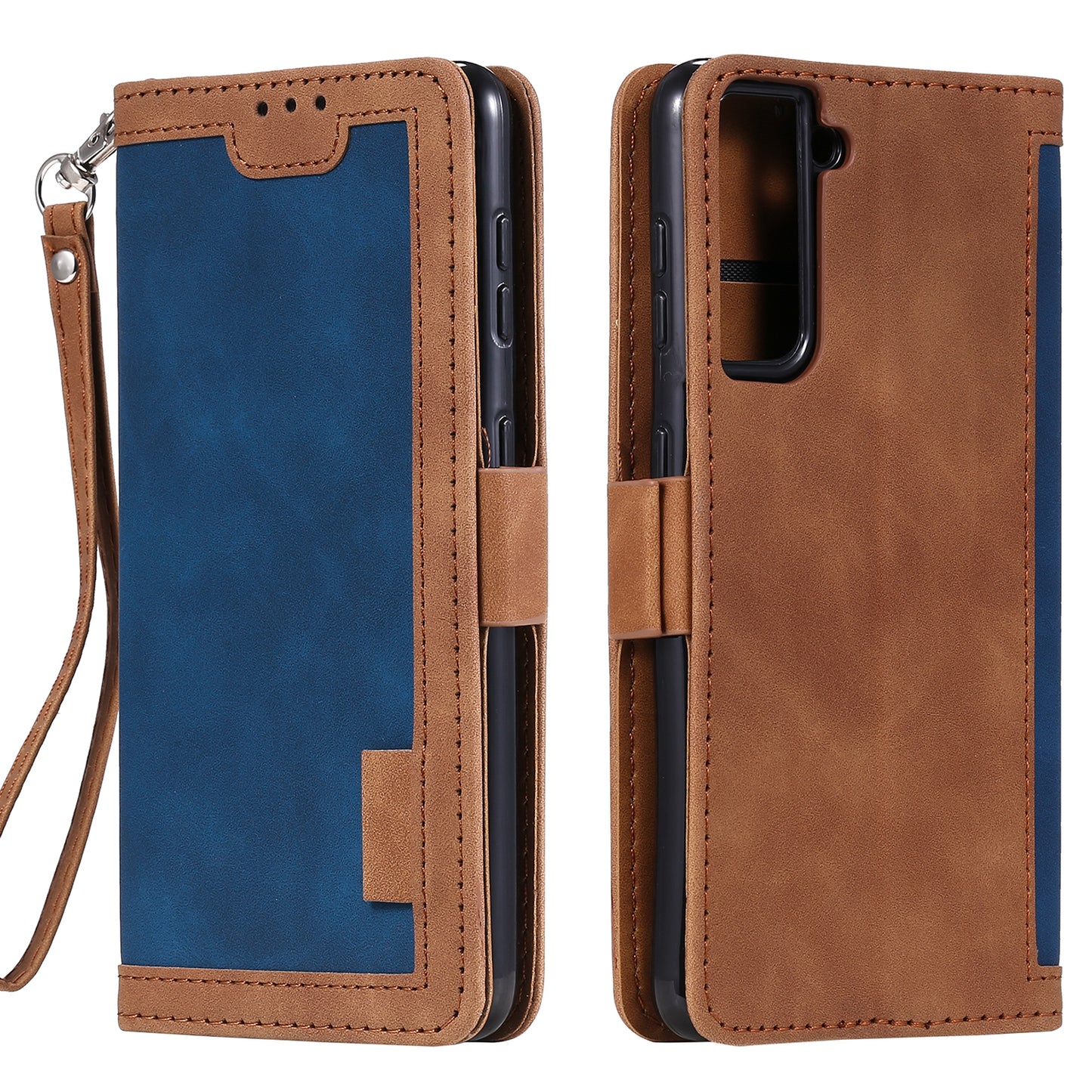 Retro Style Splicing Leather Cover for Samsung Galaxy S21 4G/5G Wallet Case